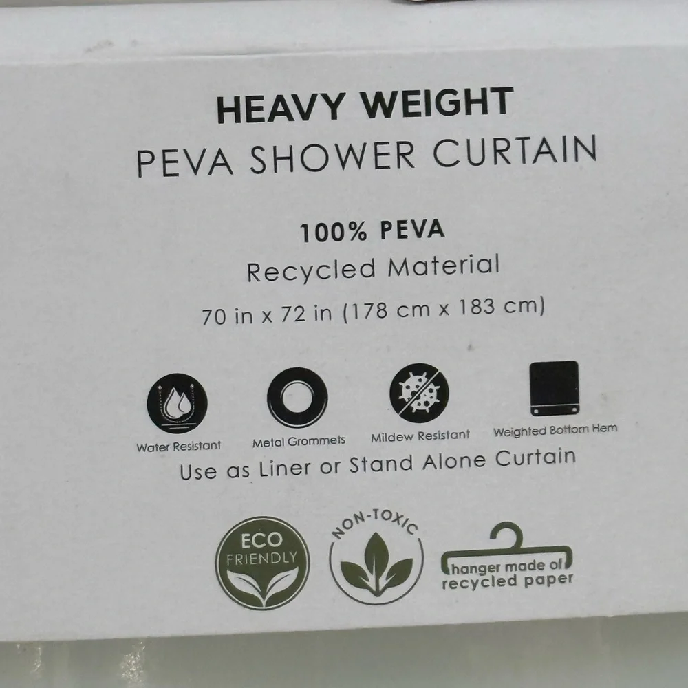 NEW Madison Studio Heavyweight Clear PEVA Shower Curtain ~ 70in x 72in